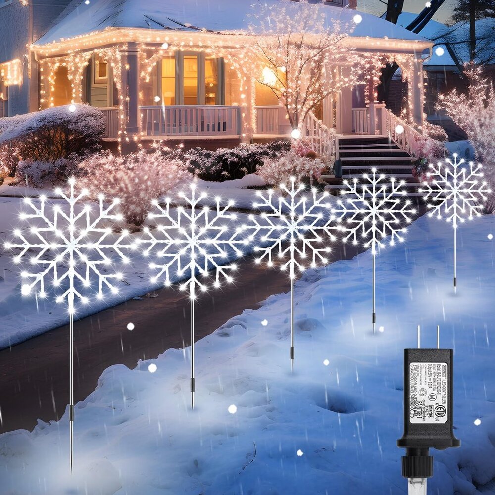 Snowflake Lights Outdoor, 10 Large Snowflake Christmas Pathway Lights Outdoor Ch